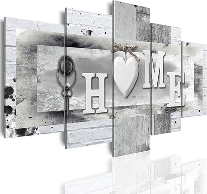 LUDUHU Love Sanctuary Canvas Print Wall Art - 5 Pieces Sweet Home Sign Wall Art,white Home Sweet Heart Painting,modern Family Wall Decor (F,Oversize 60x30inch)
