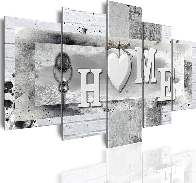 LUDUHU Love Sanctuary Canvas Print Wall Art - 5 Pieces Sweet Home Sign Wall Art,white Home Sweet Heart Painting,modern Family Wall Decor (F,Oversize 80x40inch)