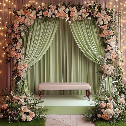 10x10ft Wrinkle Free Sage Green Backdrop Curtain for Parties Soft Fabric Drapes Wedding Curtain Backdrop for Birthday Party Decorations Background for Photography 5x10ft, 2 Panels