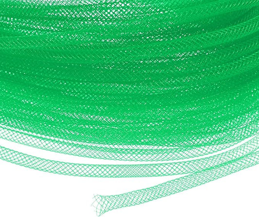 Mesh Tube Ribbon 45 Yards, 4mm Elastic Fabric Ribbons Mesh Tubing for Crafts/Gift Wrapping/Flower Bouquets/Wedding/Birthday/Holiday/Wreaths Christmas/Decoration[Fruit Green]