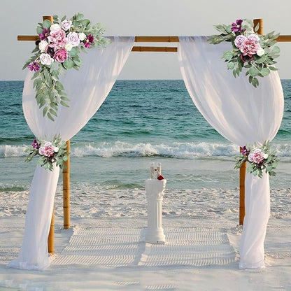 Light Purple Wedding Arch Flowers, Faux Flower Swag Set of 2, Pink White Floral Swag for Wedding Arch Welcome Signs, Reception Ceremony Signs Decor