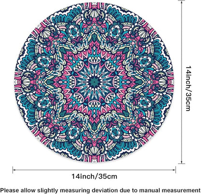 Mandala Round Placemat Set of 6 Elegant Linen Table Mats for Dining, Heat Resistant, Stain Resistant Perfect for Dinner Parties, Restaurants, and Everyday Use