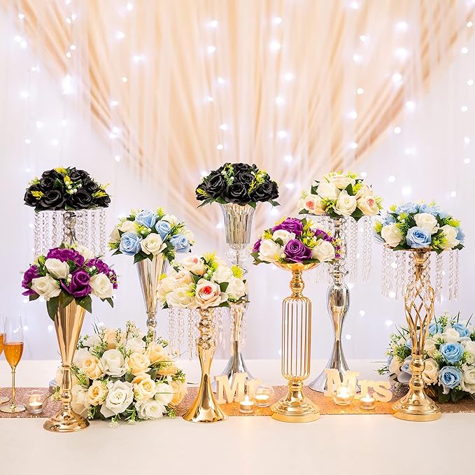 Flower Centerpieces for Wedding Tables: Wedding Table Decorations Purple & White Flower Balls Centerpieces for Engagement Cerebration Party Center Pieces 6 Packs