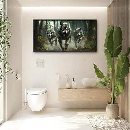 Forests Wolf Large Decor Wall Art Wolves Framed Pictures for Living Room, Animal Oversized Canvas Print Painting Modern Extra Large Framed Artwork for Bedroom Office Home Decor 60"x30"