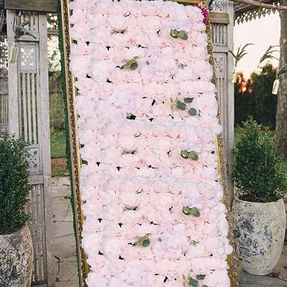 15.74"x 23.62" Artificial Flower Wall Panels,Flower Wall Mat Silk Flower Panels for Outdoor Garden Backyard Fence Fence Privacy Screen and Indoor Wall Decor (6Pcs Light Pink)