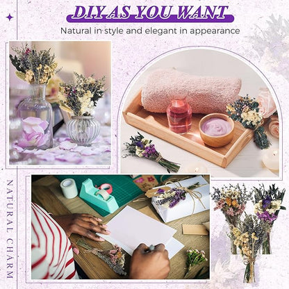 Layhit 12 Pack Boho Dried Flower Bouquet Mini Wedding Handmade Dry Flowers Decor for Vase Crafts DIY Photo Boutonniere for Men Floral Plant for Bridesmaid Gift Birthday Decor(Romantic)