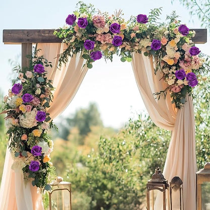 50pcs Artificial Roses Flowers in Bulk,Realistic Silk Fake Rose with Long Stem for Wedding Centerpieces Bouquet Party Floral Arrangement Home Decoration (Purple)