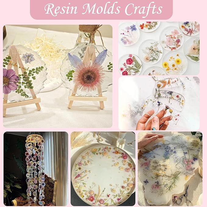 90P Black & White Dried Flowers for Crafts, Real Natural Pressed Flowers in Halloween-Style Tones for Resin Art, DIY Crafts, Jewelry & Candle Decor – Tweezers Included