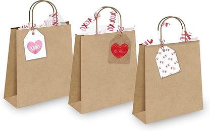 Pro Supply Global 24 Count of 2.5 Inch x 3 Inch Pre Strung XOXO Valentine's Day Gift Tag Assorted Printed Designs on Large Cardstock Gift Hang Tags - Ideal to Use on Bags