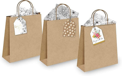 Pro Supply Global Spring Floral Theme Gift Tags - 2.5x3 Inch 24 Pack with 3 Design Styles Assorted Cardstock Prints Pre-Strung Hanging Labels Suitable for Wrapping Favors DIY Presents & Packaging Bags