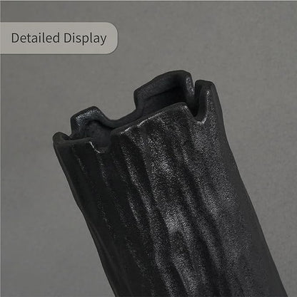 Black Matte Ceramic Vase, Organic Nature Shape, 7.5 Inch Boho Nordic Ins Style Decorative Flowers Vase, Living Room Bedroom Entryway Minimalist Centerpiece Decor, Birthday Gifts for Women