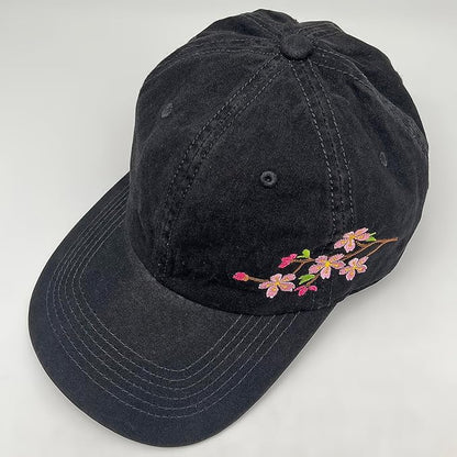 Cute Flower Hat, Elegant Floral Embroidered Adjustable Baseball Cap for Men Women, Gifts for Flower Lovers, Black