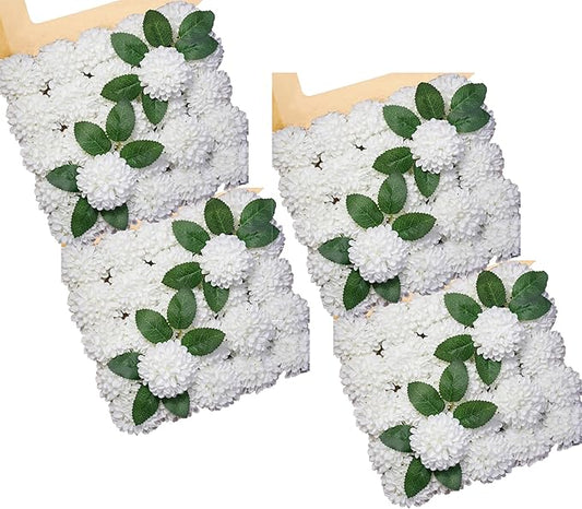 Artificial Dahlia Flowers, 100pcs White Fake Roses with Stem for DIY Wedding Bouquets Centerpieces Arrangements Bridal Shower Party Home Decorations