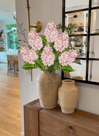 Artificial Lilac Flowers 30" Tall – Set of 3 Silk Lilac Flower Stems for Home Decor, Wedding Centerpieces, Faux Floral Arrangements – Light Pink Artificial Flowers for Vase, Spring & Farmhouse Décor