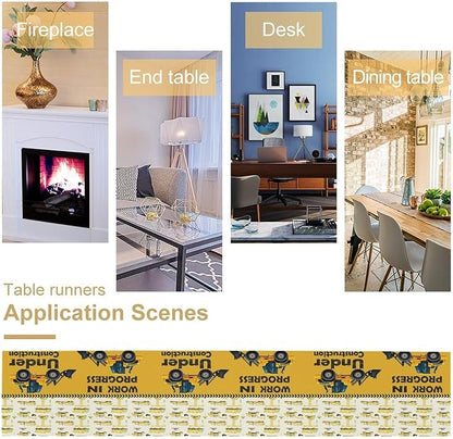 Cartoon Car Table Runner,Boys Kids Construction Vehicles Truck Yellow Print Tablecloth Burlap for Hotel Indoors Outdoor Dining Room Kitchen Home Decor,W13X L36 in