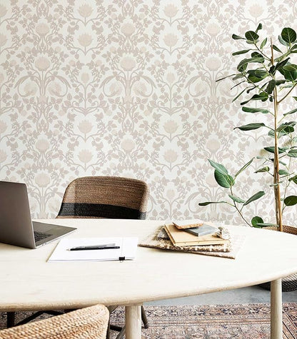17.3" × 393.7" Pink Peel and Stick Wallpaper, Floral Wallpaper for Bedroom Bathroom Self Adhesive Removable