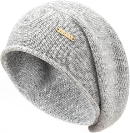 QUEENFUR Knit Slouchy Beanie Hats for Women Cashmere Ski Cap Knitted Wool Soft Warm Winter Hat