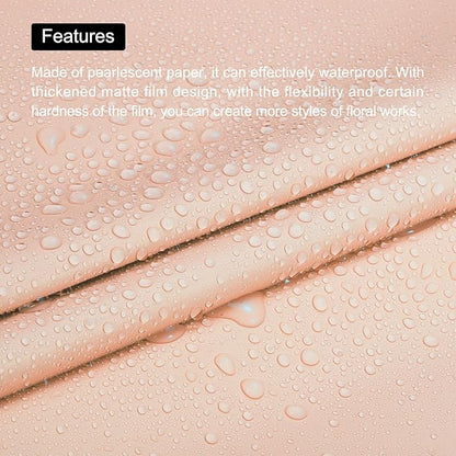 MECCANIXITY Pearlescent Film Flower Wrapping Paper 22.8x22.8 Inch Waterproof for DIY Crafts, Gift/Gift Box Packaging Cream Pink Pack of 10