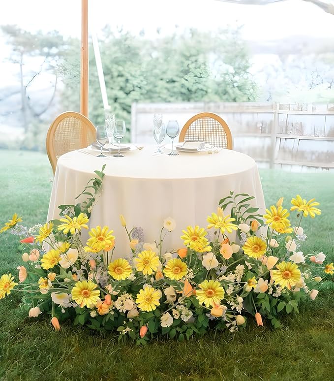 36 Heads Yellow Artificial Daisy Flowers 29.52” Silk Wildflowers 6PCS Silk Daisies with Stems for Tall Vase Home Bath Outdoor Party Garden Wedding Aisle Porch Decoration(Yellow)