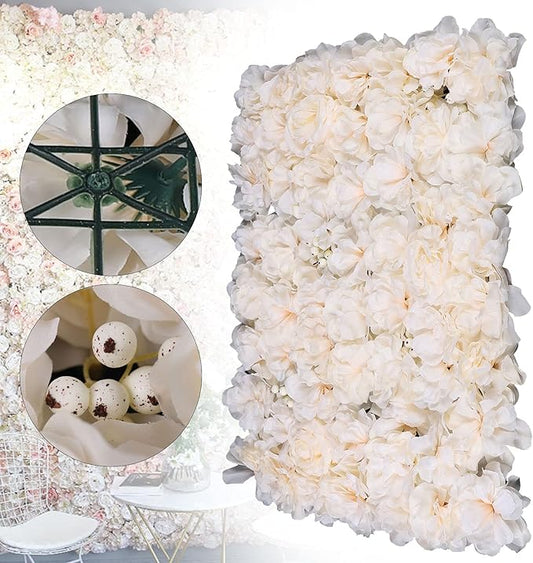 Flower Wall Panels 3D Flower Wall Backdrop, 6Pcs Artificial Flower Wall Panel Silk Rose Floral Decorative Faux Flower Wall Background for Wedding Home Decoration (Light Pink, 23.6 * 15.7in)