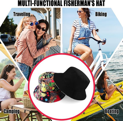 Sun Hat for Women Bucket Hat Cotton Reversible Summer Travel Beach Fishing Cap
