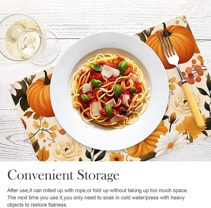 Placemats Set of 4 Halloween Waterproof Oilproof Table Mats Washable Wipeable Heat Resistant Easy to Clean for Indoor Outdoor Party Kitchen Dining Table Decoration 12 * 18in