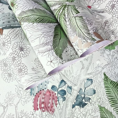 Erfoni 17.7x236.2inch Floral Peel and Stick Wallpaper - Flower Vintage Green Leaf Contact Paper - Self Adhesive DIY Removable Wall Covering for Home