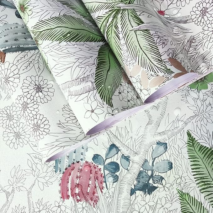 Erfoni Floral Peel and Stick Wallpaper - 17.7" x 118.1" Vintage Flower Wallpaper with Leaf Pattern - Self-Adhesive, Removable Vinyl for Bathroom Cabinets