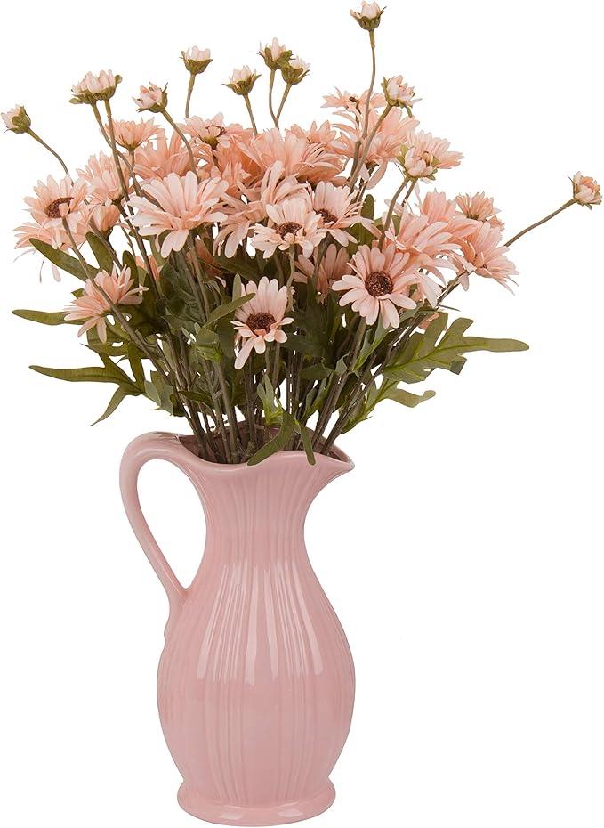 12pcs Gerbera Daisy Artificial Flowers 20 Inch Long Stem Artificial Daisy Mums for Home Décor Centerpiece Wedding Bridal Bouquet DIY(Pink)