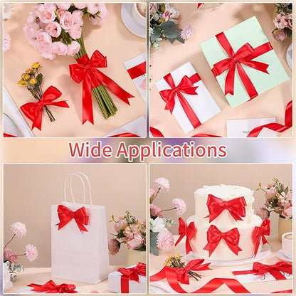 Red Ribbon 1 Inch 50 Yards Craft Polyester Christmas Satin Ribbon Red Bows for Wedding Outdoor Patio Decor Wreath Hair Bows Crafts Gift Wrapping DIY Projects