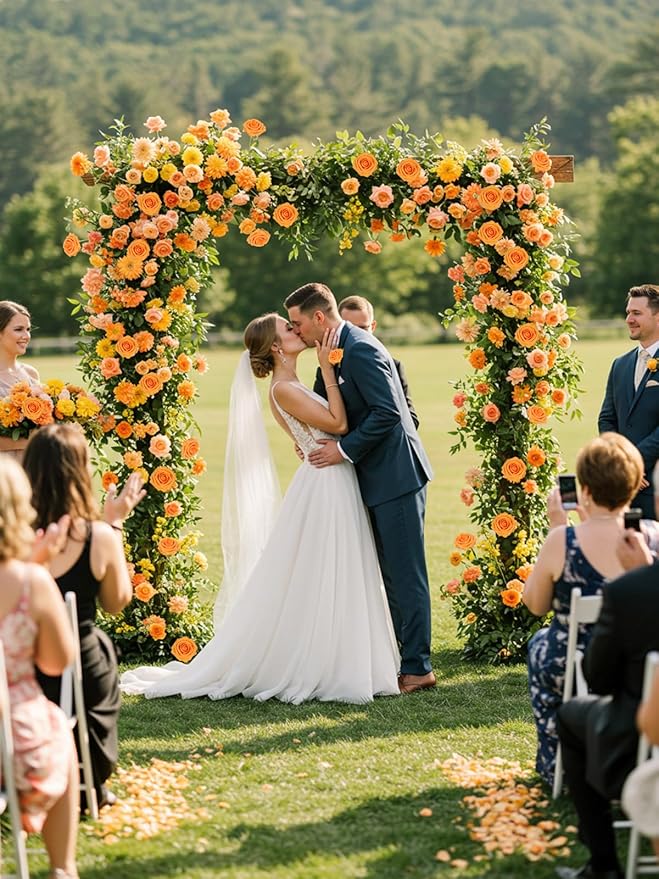 MACTING Artificial Rose Flowers 30PCS Real Touch Fake Flowers with Stem Faux Foam Roses for DIY Wedding Bouquet Table Centerpieces Party Bridal Shower Home Spring Valentines Day Decorations,Orange