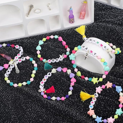 foci cozi DIY Kpop Beads for Bracelets Making Kit,Girls Friendship Bracelet Jewelry Making Kit,Rubber Band Charm Bracelet Making Kit