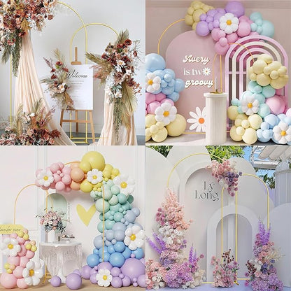 Wedding Arch Backdrop Stand Set of 2 Aluminum Gold Arched Frame (7.2FT, 6.6FT) for Birthday Party Bridal Baby Shower Ceremony Decoration