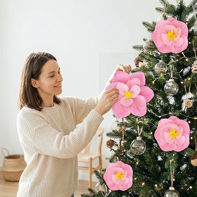Giant Paper Flowers Artificial Large Paper Flower Decoration for Handcrafted Wall Backdrop Christmas Mexican Wedding Graduation Bridal Shower Birthday Party Supplies(Gradient Pink,24 Pcs)