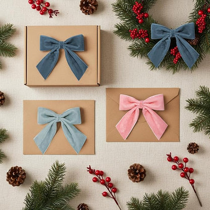 30 Pcs Velvet Ribbon Bows 5" x 4" Pre Tied Christmas Velvet Bows with Twist Tie for Gift Packaging Christmas Tree Wreaths Door Windows Wedding Party Decoration(Morandi Color)