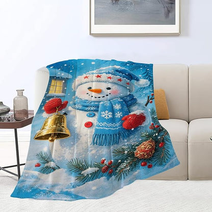 Snowman Blanket Christmas Throw Blanket Winter Snow Soft Cozy Fleece Fuzzy Stuffed Plush Flannel Gifts for Girls Women Boys Kids Adults 40''x50''