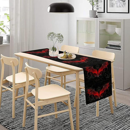Gothic Table Runner,Red Bat Pattern Table Runner for Home Kitchen Table Dining Garden Farmhouse Wedding Party Decor 13x36 Inch