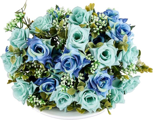 KAOYOO 2 PCS Artificial Rose Bouquet Short Stems for DIY Wedding Decoration Bridal Bouquet Home Decorations(2-PCS)