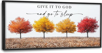 Framed Large Pictures Wall Art for Living Room, Trees Oversized Wall Decor Give It To God And Go To Sleep Canvas Print Painting Modern Extra Large Framed Artwork for Bedroom Office 60"x30"
