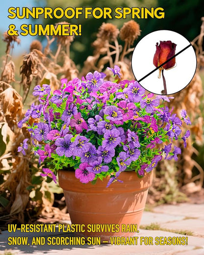 Realistic Silk Daisy Faux Flowers for Outdoor Indoor Decorations - 12 Bundles UV Resistant Artificial Flowers Outside for Hanging Basket Planter Window Box, Fake Plants for Home Porch Garden Décor