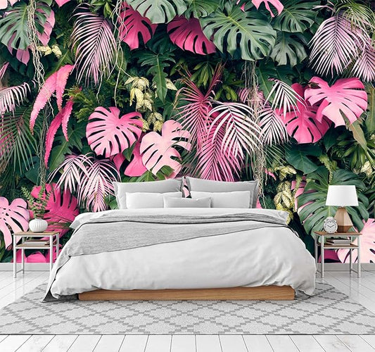 Cliouar-Wall Mural Wallpaper for Bedroom Living Room 3D Mural Monstera Tropical Plant Green Plant Banana Leaf Palm Leaf 182" x 122"(Not Self-Adhesive)