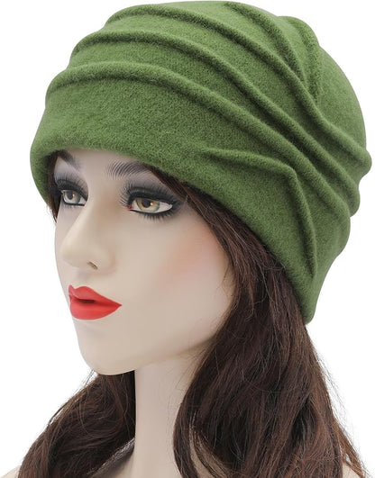 ZLYC Women Wool Cloche Bucket Hat 1920s Vintage Dress Winter Hats with Flower Accent