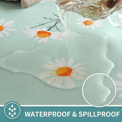 Rectangle Table Cloth,100% Waterproof Tablecloth OilProof SpillProof Vinyl Table Cloth, Wipe Clean Plastic Table Cover for Dining, Camping, Indoor and Outdoor 54" x 84",Mum Bloom