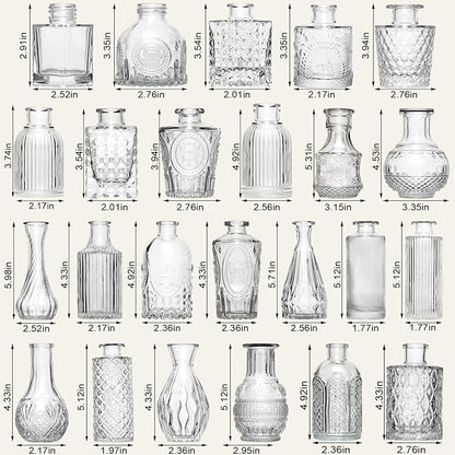 Arme Glass Bud Vase Set of 60 Pcs, Small Clear Glass Bud Vases in Bulk for Flowers, Rustic Wedding Centerpieces and Vintage Decorations, Perfect for Home, Table and Events with Elegant Design