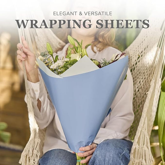 the florist Supply 20 Sheets Premium Flower Wrapping Paper | Waterproof Flower Wrapping Paper for Bouquets | Double Sided Floral Bouquet Sheets | DIY Gifts Colorblend Celtic Blue