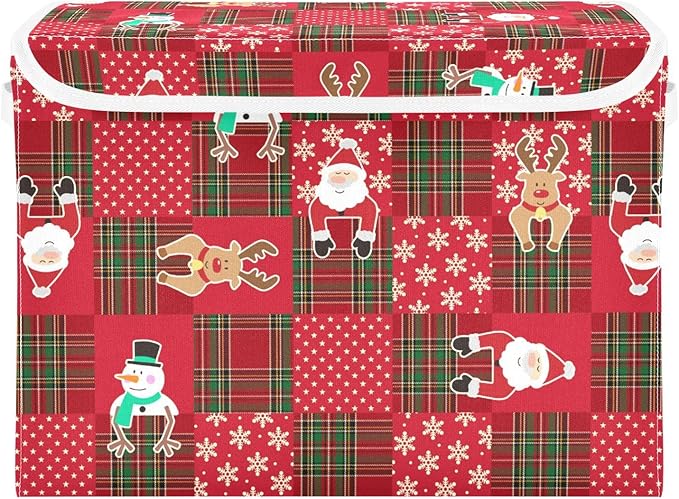 Christmas Baskets Collapsible Storage Bins with Lids, Christmas Snowman Santa Snowflake Storage Boxes Clothes Baskets for Organizing