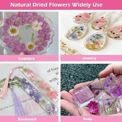 30Pcs Dried Pressed Natural Flowers for Resin Molds Real Pressed Flowers Dry Leaves Bulk Natural Herbs Kit for DIY Scrapbooking Art Crafts Jewelry Molds Candle Soap Making Nails Decor (Yellow+ Pink)
