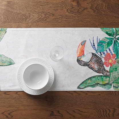 Maison d' Hermine Table Runner 100% Combed Cotton Premium 14.50 Inch x 72 Inch Decorative Runner Table Runners, Dining, Kitchen, Parties & Camping, Mosaic (Double Layer)