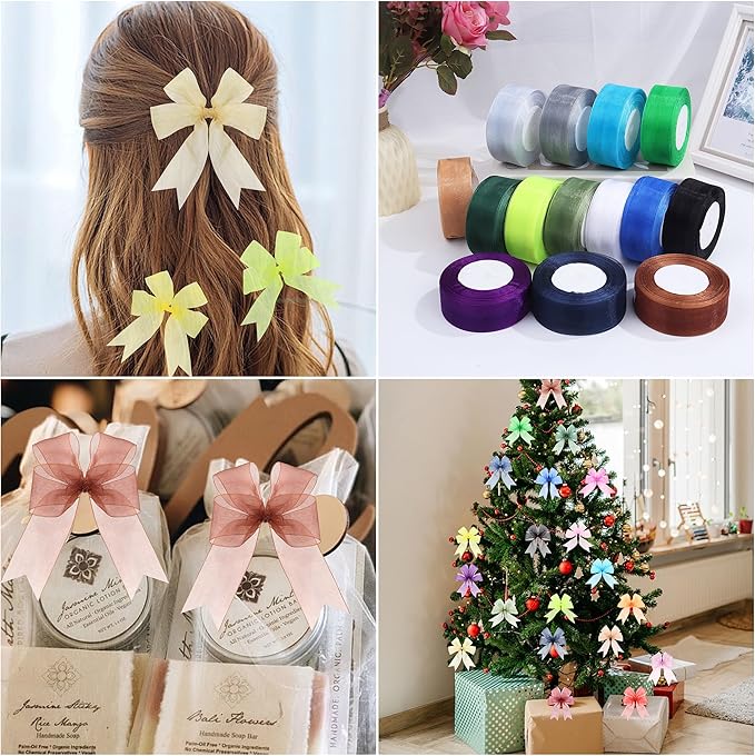 1-1/2 Inch x 50 Yards Sheer Organza Ribbon Chiffon Ribbon for Gift Wedding Flower Bouquet Wrapping Decorations Crafts (Yellow)