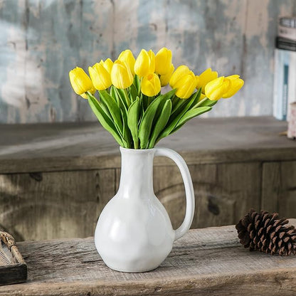 20pcs Yellow Artificial Tulip Flowers, Silk Fake Flowers 13" for Mother's Day, Easter, Valentine’s Day Gifts in Bulk, Home, Kitchen, Wedding Decorations